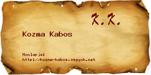 Kozma Kabos névjegykártya